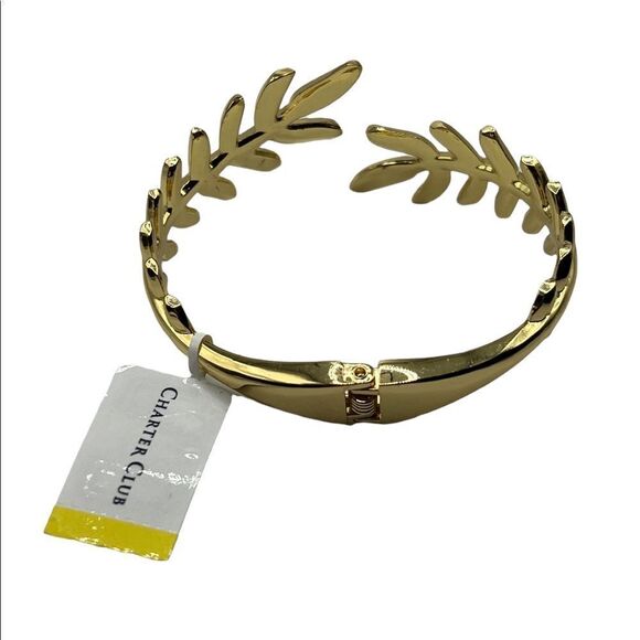 Charter Club Gold-Tone Leaf Cuff Bracelet Hinge NWT - Picture 3 of 4